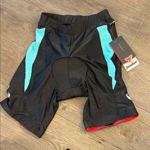 NWT Women's Padded Black and Blue Bike Shorts